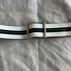 Forum White & Black Stripe Men's Belt with Silver Buckle